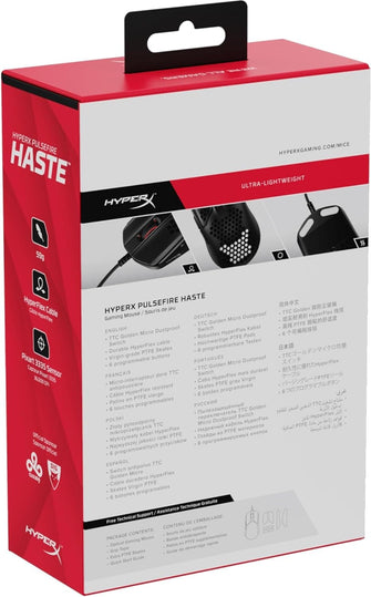 Buy HyperX,HyperX Pulsefire Haste – Gaming Mouse – Ultra-Lightweight, 59g, Honeycomb Shell, Hex Design, HyperFlex Cable, Up to 16000 DPI, 6 Programmable Buttons, Black - Gadcet UK | UK | London | Scotland | Wales| Near Me | Cheap | Pay In 3 | Keyboard & Mouse