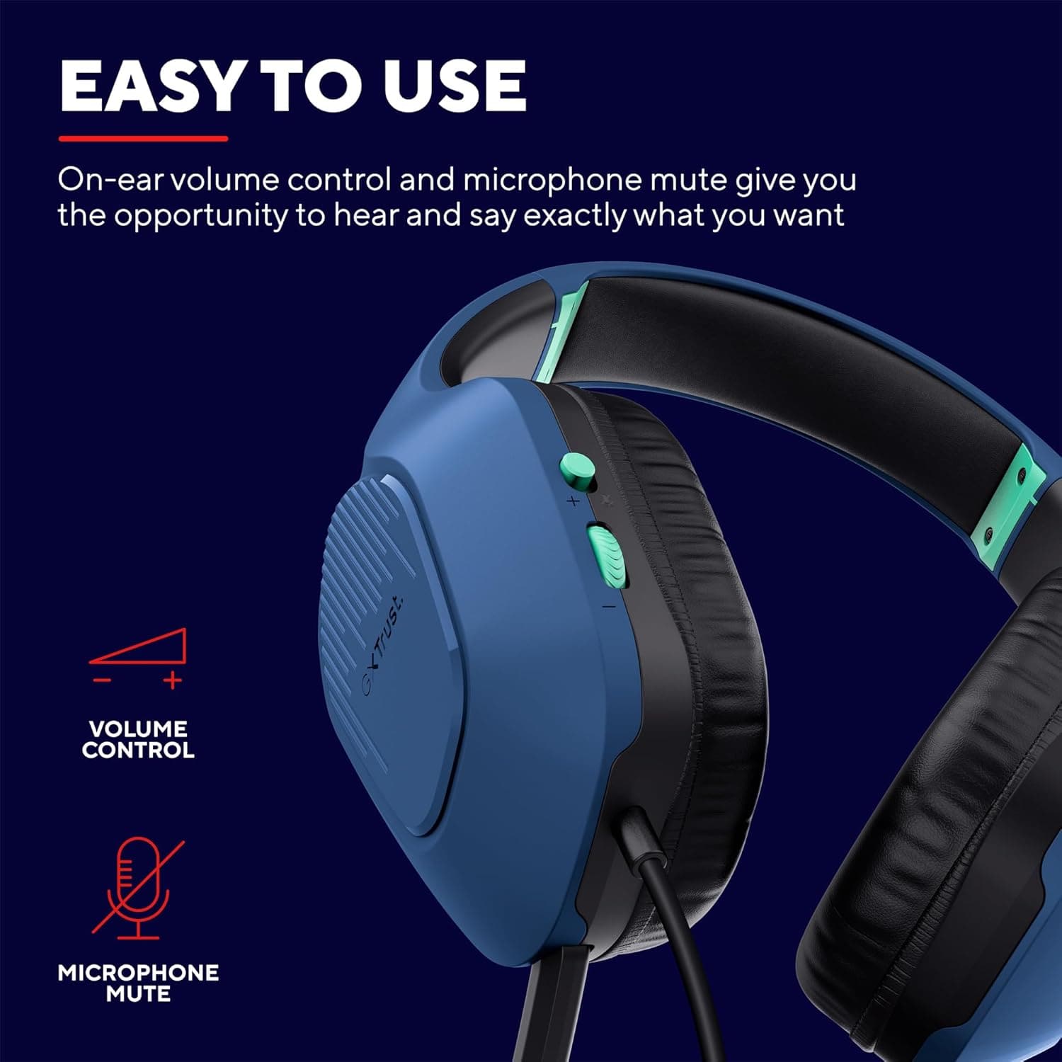 Buy Trust Gaming,Trust Gaming GXT 415B Zirox Lightweight Gaming Headset with 50mm Drivers for PC, Xbox, PS4, PS5, Switch, Mobile, 3.5 mm Jack, 2m Cable, Foldaway Microphone, Over-Ear Wired Headphones - Blue - Gadcet UK | UK | London | Scotland | Wales| Near Me | Cheap | Pay In 3 | Headphones & Headsets