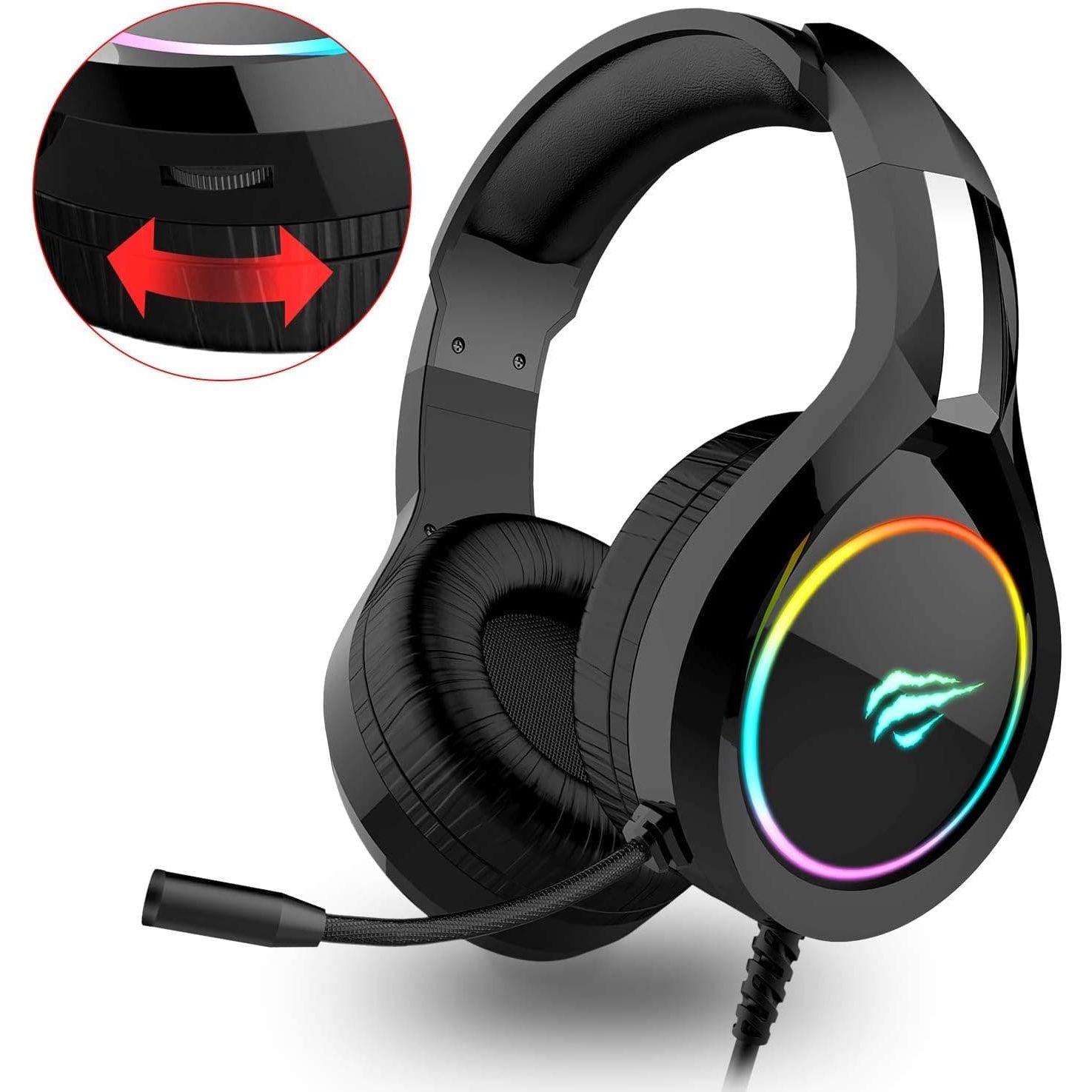 Buy Havit,havit RGB Wired Gaming Headset PC USB 3.5mm XBOX / PS4 / PS5 Headsets with 50MM Driver, Surround Sound & HD Microphone, XBOX Computer Laptop, Black - Gadcet UK | UK | London | Scotland | Wales| Ireland | Near Me | Cheap | Pay In 3 | Headphones & Headsets