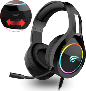 Buy Havit,havit RGB Wired Gaming Headset PC USB 3.5mm XBOX / PS4 / PS5 Headsets with 50MM Driver, Surround Sound & HD Microphone, XBOX Computer Laptop, Black - Gadcet UK | UK | London | Scotland | Wales| Ireland | Near Me | Cheap | Pay In 3 | Headphones & Headsets