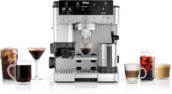 Ninja Luxe Premier 3-in-1 Coffee Machine – Latte, Cappuccino, Cold Brew & Espresso Maker, Built-In Bean Grinder, Milk Frother, 4 Automated Froth Presets – Silver (ES601UK)