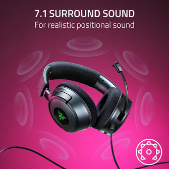 Buy Kraken,Razer Kraken V4 X Wired PC Gaming Headset - TriForce 40mm Drivers, Retractable Mic, 7.1 Surround Sound, Chroma RGB, USB-C for PC, Console & Phones - Black - Gadcet UK | UK | London | Scotland | Wales| Near Me | Cheap | Pay In 3 | Headphones & Headsets