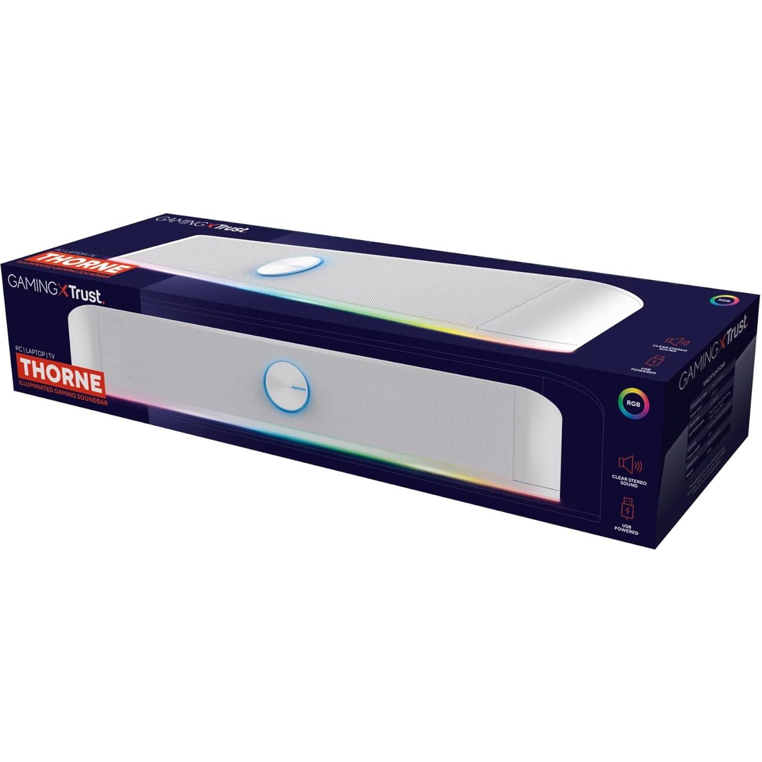 Buy Trust Gaming,Trust Gaming GXT 619W Thorne RGB PC Soundbar, 12W, USB-Powered, 3.5mm AUX, Compact Stereo Speakers - White - Gadcet UK | UK | London | Scotland | Wales| Near Me | Cheap | Pay In 3 | Bluetooth Speaker