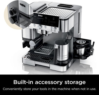 Ninja Luxe Premier 3-in-1 Coffee Machine – Latte, Cappuccino, Cold Brew & Espresso Maker, Built-In Bean Grinder, Milk Frother, 4 Automated Froth Presets – Silver (ES601UK)