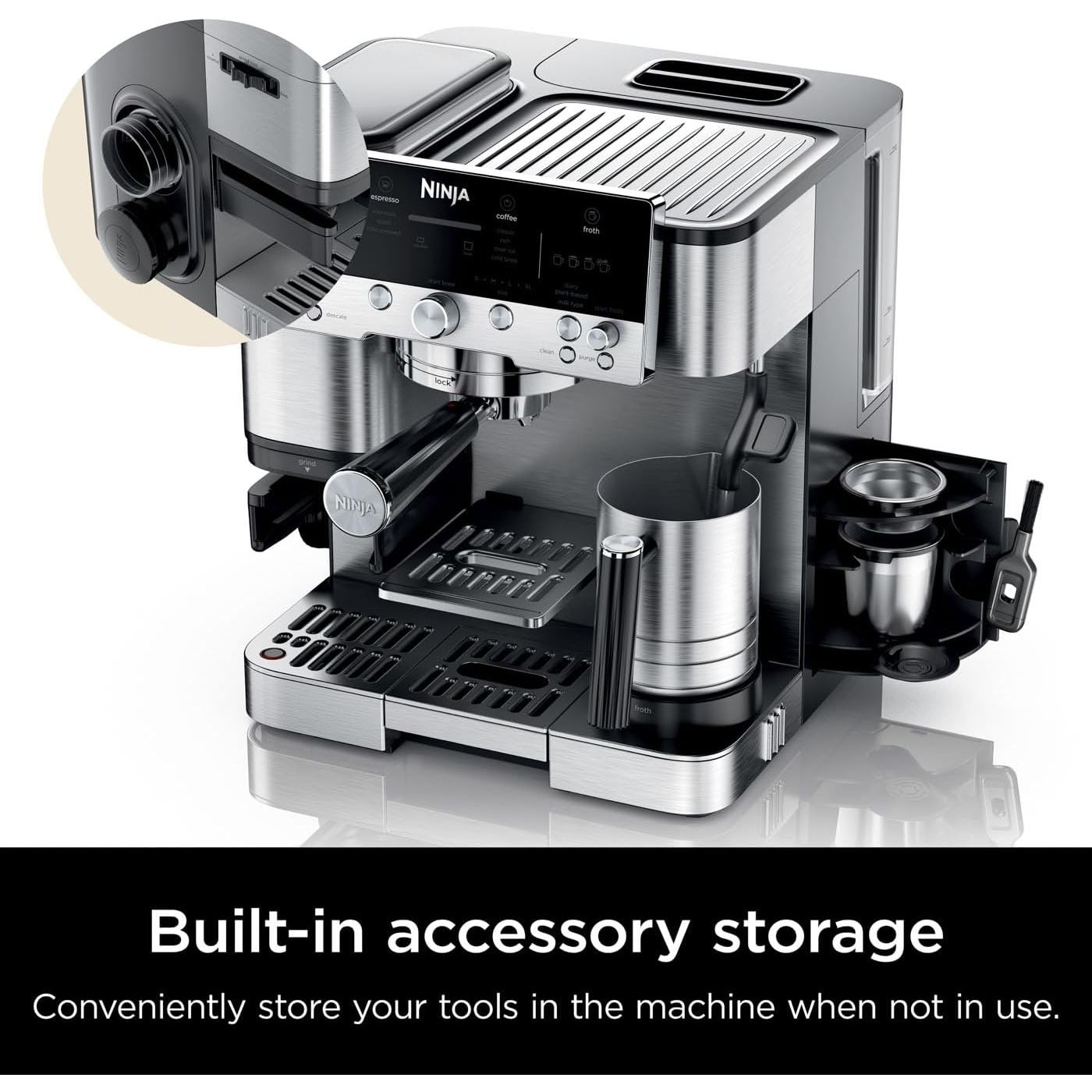 Buy NINJA,Ninja Luxe Premier 3-in-1 Coffee Machine – Espresso, Latte, Cappuccino & Cold Brew Maker with Grinder & Milk Frother (Silver, ES601UK) - Gadcet UK | UK | London | Scotland | Wales| Near Me | Cheap | Pay In 3 | Coffee Machine