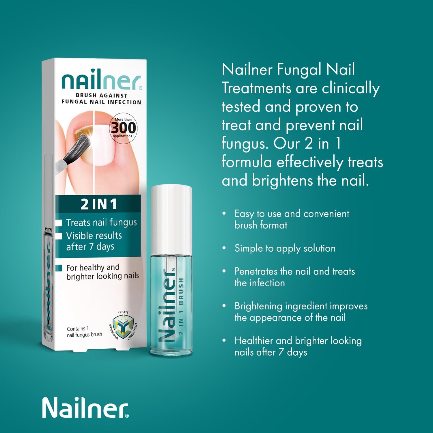 Buy Nailner,Nailner 2-in-1 Fungal Nail Treatment Brush, 5ml - Healthy & Bright Nails - Gadcet UK | UK | London | Scotland | Wales| Near Me | Cheap | Pay In 3 | Health & Beauty