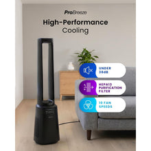 Buy Pro Breeze,Pro Breeze 41" Bladeless Tower Fan with Air Purifier Black EU – Ultra Quiet Portable Standing Fan with HEPA13 Filter, Remote Control, LED Display & 10 Speeds - Gadcet UK | UK | London | Scotland | Wales| Near Me | Cheap | Pay In 3 | Tower Fans