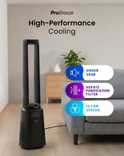 Buy Pro Breeze,Pro Breeze 41" Bladeless Tower Fan with Air Purifier Black EU – Ultra Quiet Portable Standing Fan with HEPA13 Filter, Remote Control, LED Display & 10 Speeds - Gadcet UK | UK | London | Scotland | Wales| Near Me | Cheap | Pay In 3 | Tower Fans