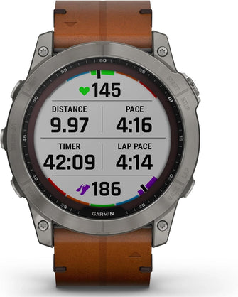 Buy Garmin,Garmin Fenix® 7X Sapphire Solar Edition Titanium with Chestnut Graphite Band Smartwatch - Gadcet UK | UK | London | Scotland | Wales| Ireland | Near Me | Cheap | Pay In 3 | Watches