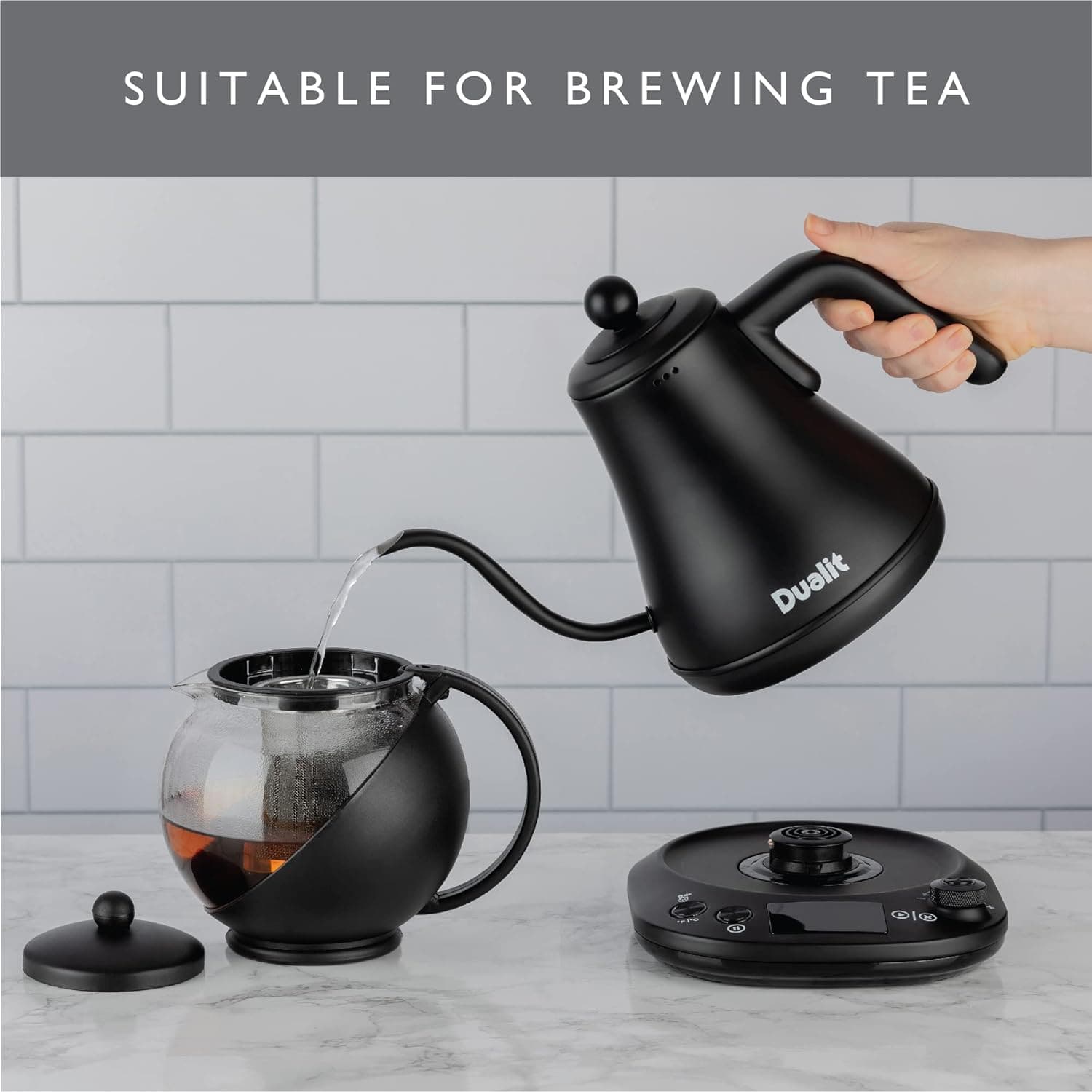 Buy DUALIT,Dualit Pour Over Fast Boil Electric Kettle - Matt Black -Gooseneck Precision Spout - Digital Display Screen - Highly Energy Efficient 800ml Capacity - 72960 - Gadcet UK | UK | London | Scotland | Wales| Ireland | Near Me | Cheap | Pay In 3 | Electric Kettles