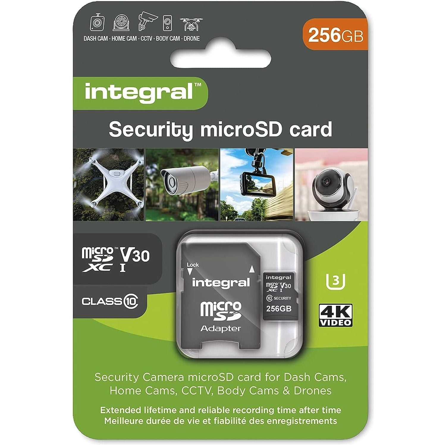 Buy Integral,Integral Micro SD Security Card 256GB for Dash-Cams, Home Cams, CCTV, Body Cams and Drones. Extended lifetime and reliable recording time after time with High Endurance - Gadcet UK | UK | London | Scotland | Wales| Ireland | Near Me | Cheap | Pay In 3 | Memory Card