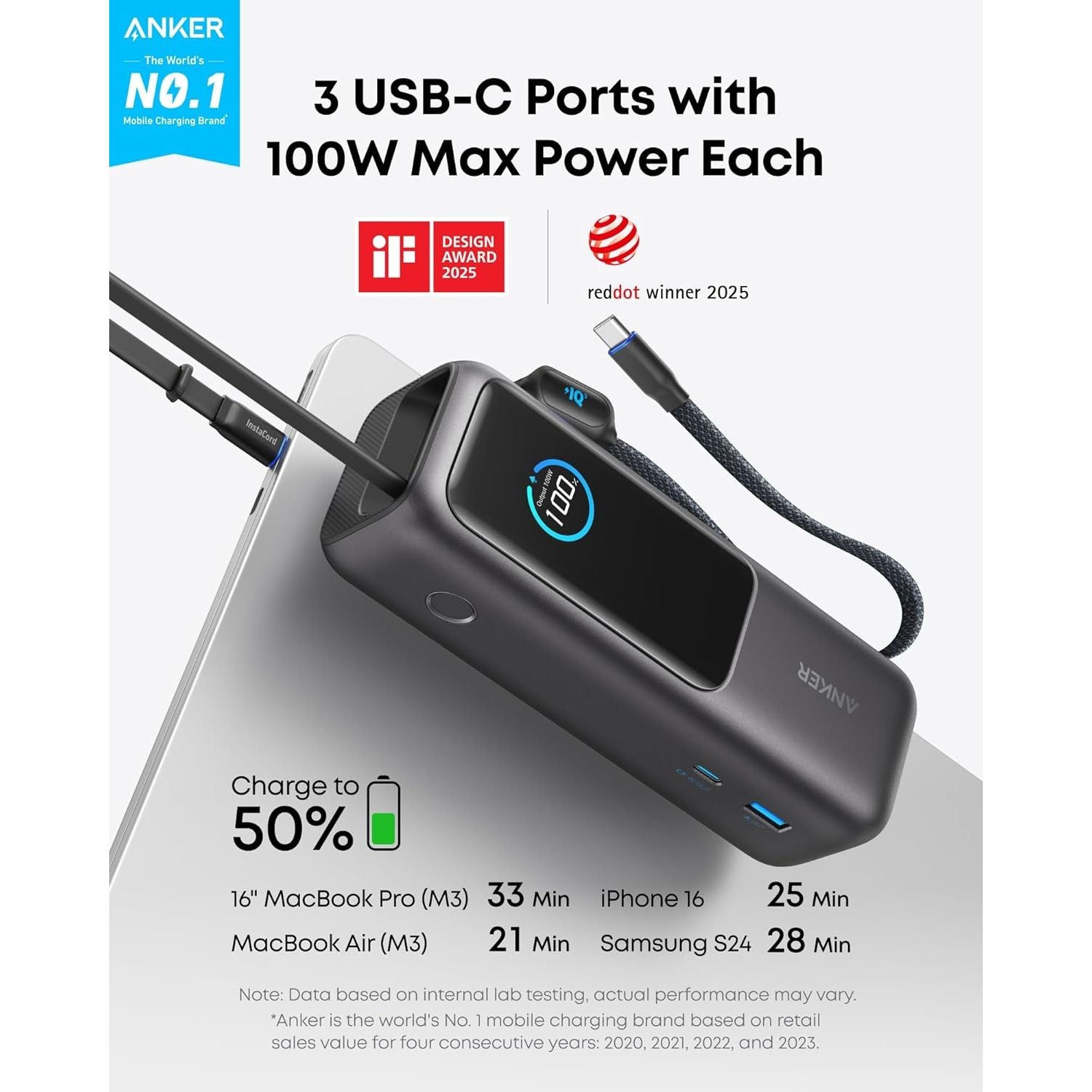 Buy Ecat Tech Ltd,Anker 25,000mAh 100W Laptop Power Bank | Triple USB-C Ports & Built-in Retractable Cables - Gadcet UK | UK | London | Scotland | Wales| Near Me | Cheap | Pay In 3 | Power Banks