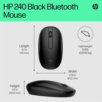 Buy HP,HP 240 Bluetooth Mouse, Black, Bluetooth 5.1, Wireless, Precise Sensor, 1600 DPI Optical Mouse Sensor, Lightweight & Easy to Connect, AES technology, Practical and Comfortable Ambidextrous Design - Gadcet UK | UK | London | Scotland | Wales| Near Me | Cheap | Pay In 3 | Keyboard & Mouse