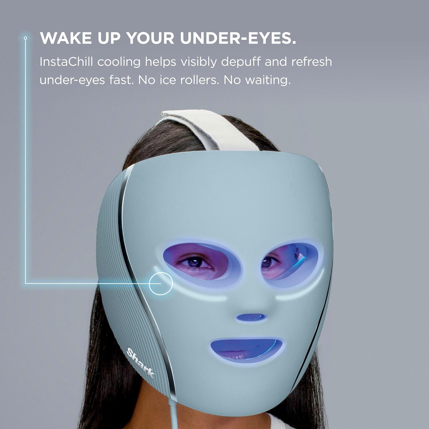Shark CryoGlow LED Face Mask FW312UKPK – Under-Eye Cooling, Red & Blue LED, Infrared Light Therapy, Rose Glow