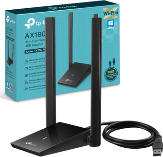 Buy TP-Link,TP-Link AX1800 Wi-Fi 6 Dual Antennas High Gain Wireless USB 3.0 Adapter, Dual-Band, Auto Driver, MU-MIMO, Low- Latency, 1m Cable, Supports Windows 10/11, Highly Secure WPA3 (Archer TX20U Plus), Black - Gadcet UK | UK | London | Scotland | Wales| Near Me | Cheap | Pay In 3 | Network Cards & Adapters