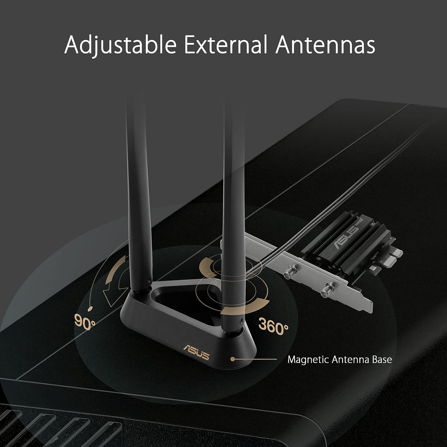 Buy ASUS,Asus (PCE-AXE59BT) AXE5400 Wi-Fi 6E Tri-Band PCI Express Adapter, Bluetooth 5.2, OFDMA & MU-MIMO, External Base - Gadcet UK | UK | London | Scotland | Wales| Ireland | Near Me | Cheap | Pay In 3 | Computer Components