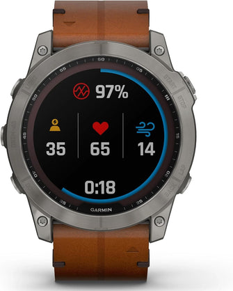 Buy Garmin,Garmin Fenix® 7X Sapphire Solar Edition Titanium with Chestnut Graphite Band Smartwatch - Gadcet UK | UK | London | Scotland | Wales| Ireland | Near Me | Cheap | Pay In 3 | Watches