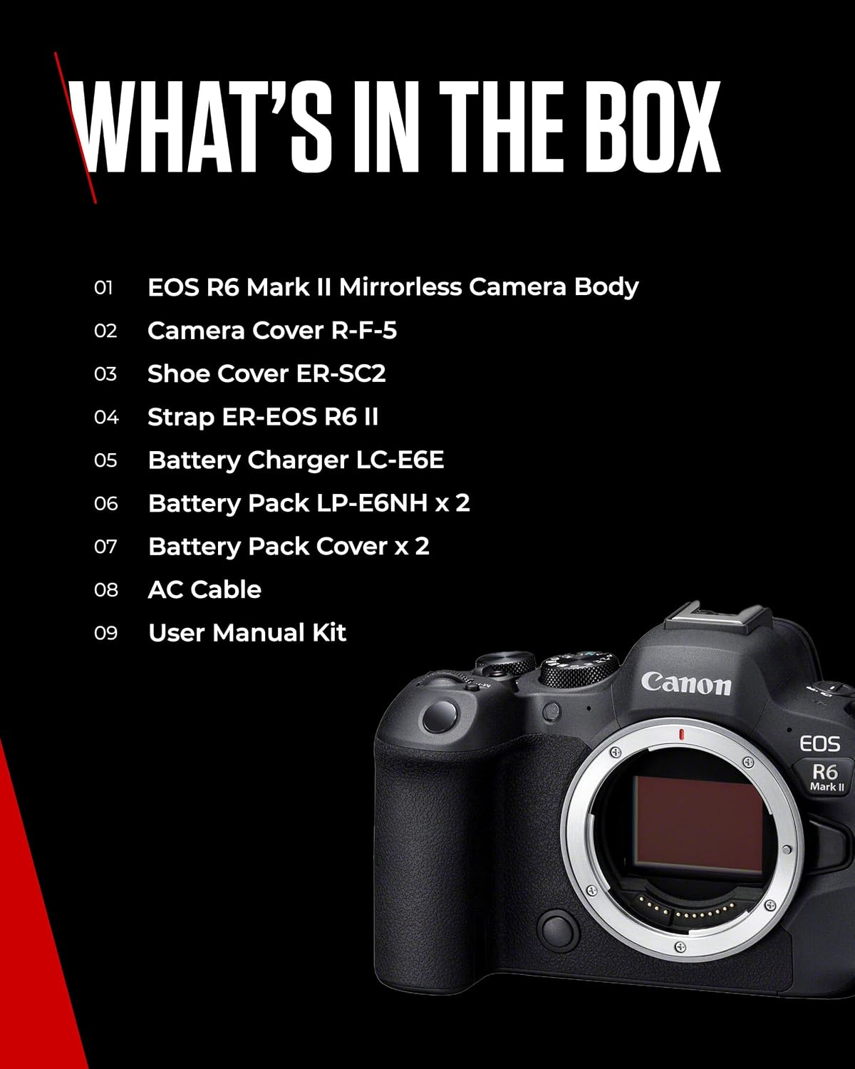 Canon EOS R6 Mark II Full-Frame Mirrorless Camera – Black + 2 Batteries
