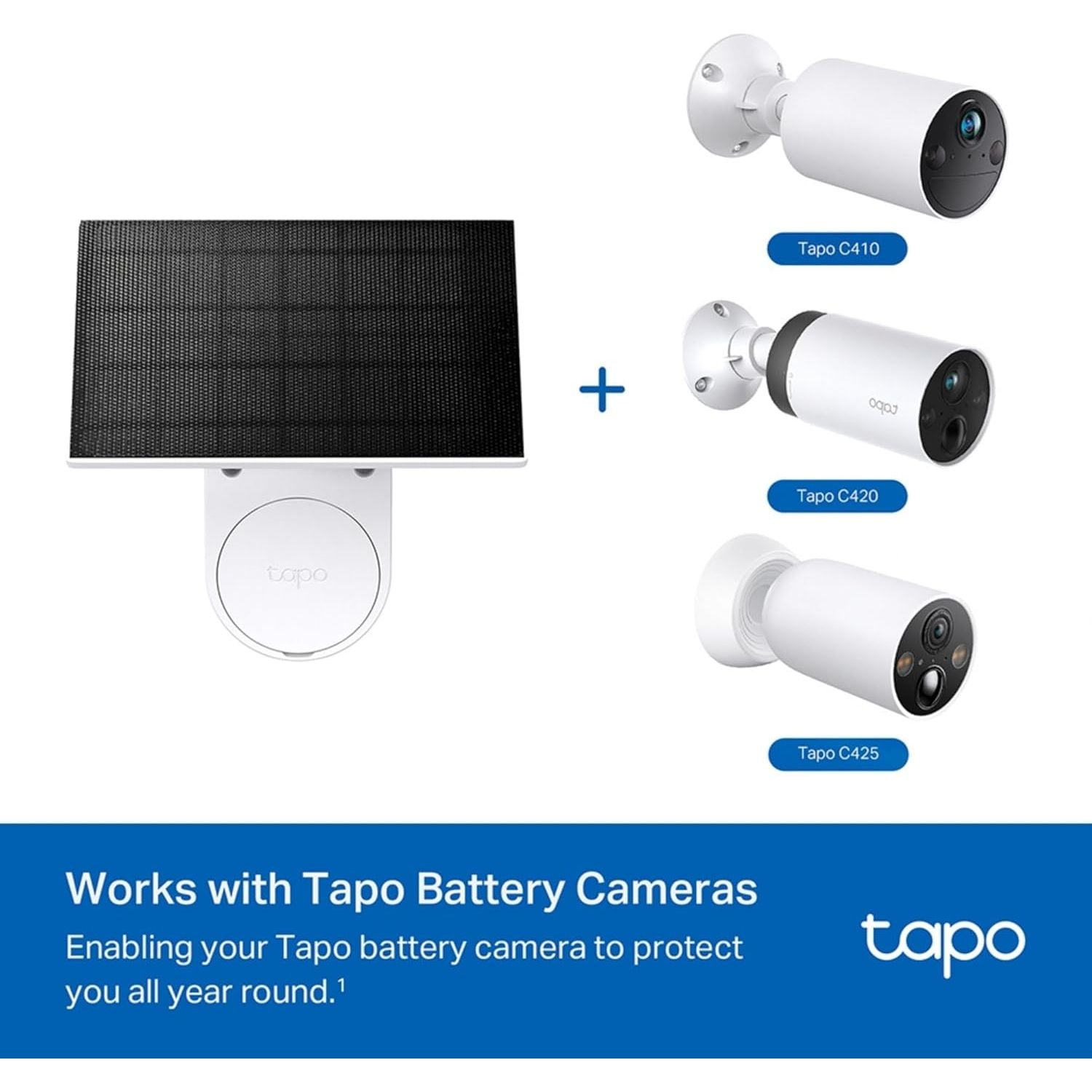 Buy Tapo,Tapo Solar Panel, Flexibly Installed and Angle Adjustment, High-Efficiency 45min Solar Charging for Full Day Usage, IP65 Weatherproof, Works with All Tapo Battery-powered cameras (Tapo A201) - Gadcet UK | UK | London | Scotland | Wales| Near Me | Cheap | Pay In 3 | Batteries