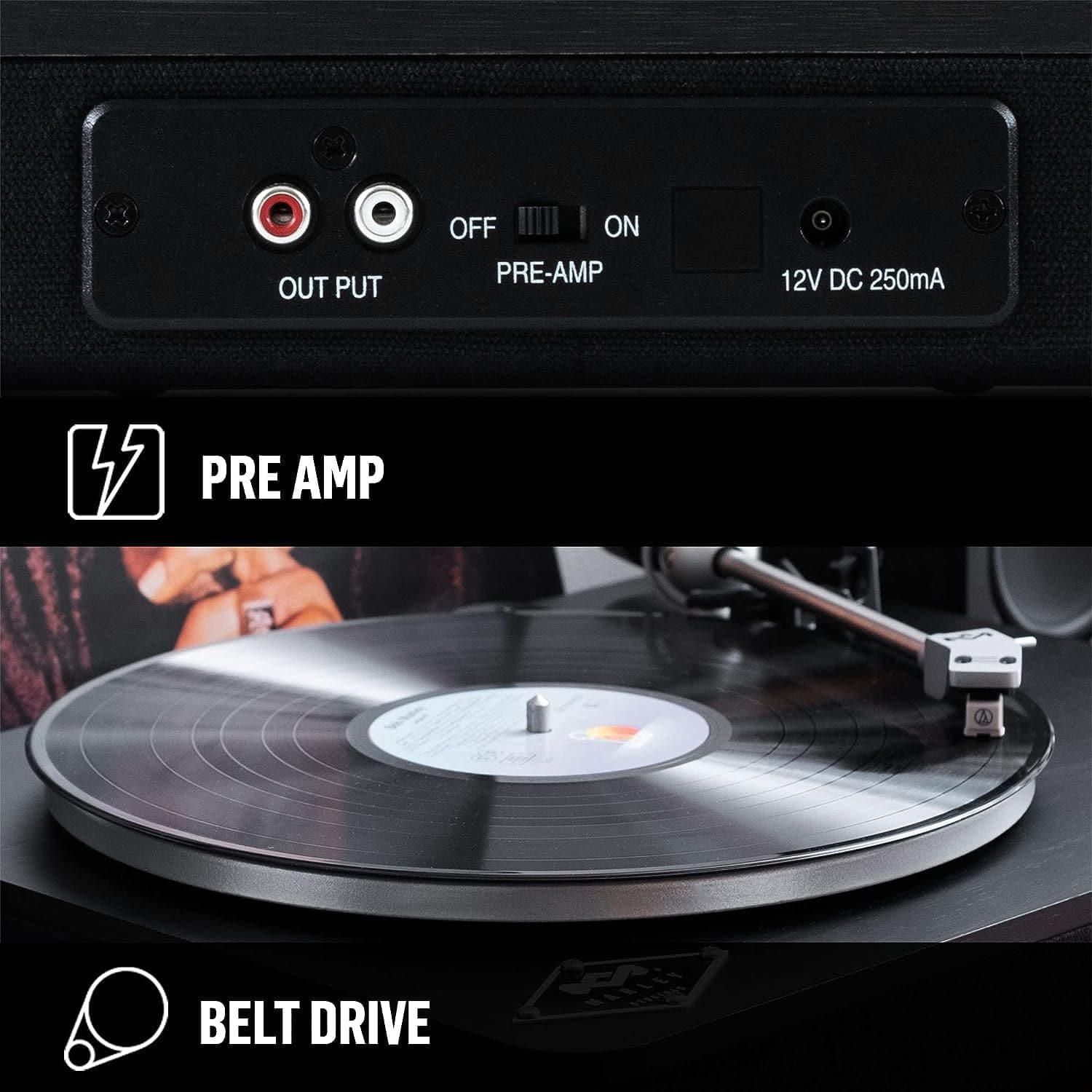 Buy House of marley,House of Marley Stir It Up Wireless Black Bluetooth Record Player - Sustainably Crafted Vinyl Player, Recycled Materials, Audio-Technica cartridge Bluetooth Turntable - Gadcet UK | UK | London | Scotland | Wales| Near Me | Cheap | Pay In 3 | Electronics