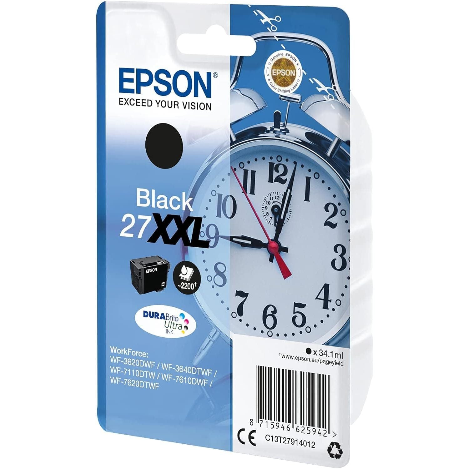 Buy EPSON,Epson 27XXL Black Alarm Clock Extra High Yield Genuine, DuraBrite Ultra Ink Cartridge - Gadcet UK | UK | London | Scotland | Wales| Ireland | Near Me | Cheap | Pay In 3 | Toner & Inkjet Cartridges