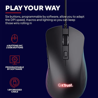 Buy Trust Gaming,Trust Gaming GXT 924 Ybar+ High Performance Gaming Mouse, 25,600 DPI, 60% Recycled Plastics, 25K Optical Sensor, 6 Programmable Buttons, Comfortable Wired RGB Mouse, Computer, PC, Laptop – Black - Gadcet UK | UK | London | Scotland | Wales| Near Me | Cheap | Pay In 3 | Mice & Trackballs