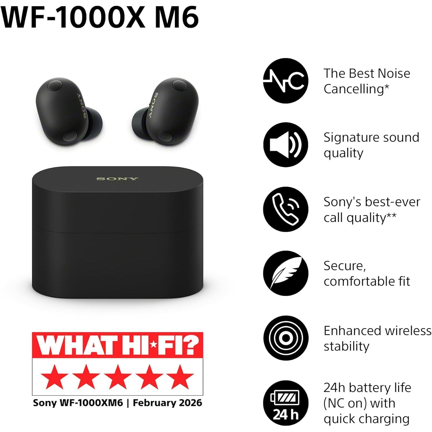 Buy Sony,Sony WF-1000XM6 Flagship Wireless Noise Cancelling Earbuds, Bluetooth, In-ear Headphones, Signature Hi-Res Sound, Clear Calls, 10-Band EQ, 24Hr Battery (NC On), IPX4, iOS & Android – Black - Gadcet UK | UK | London | Scotland | Wales| Near Me | Cheap | Pay In 3 | In-Ear Headphones