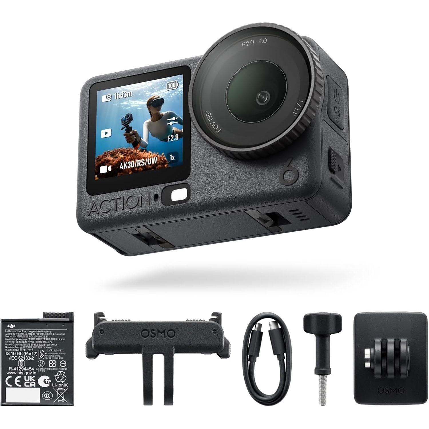 DJI Osmo Action 6 Standard Combo 8K Action Camera – 1/1.1" Sensor, Variable Aperture, 4K/120fps, RockSteady 3.0, 20m Waterproof