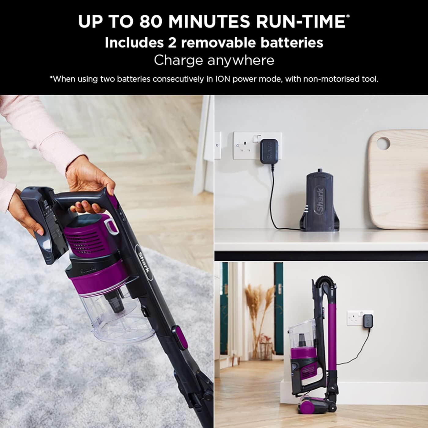 Buy Shark,Shark Cordless Stick Vacuum Cleaner - Anti Hair Wrap, Up to 80 Min Run-Time (2 Batteries), Flexible, with Crevice & Upholstery Tools - Fuchsia IZ252UK - Gadcet UK | UK | London | Scotland | Wales| Near Me | Cheap | Pay In 3 | Vaccum Cleaner