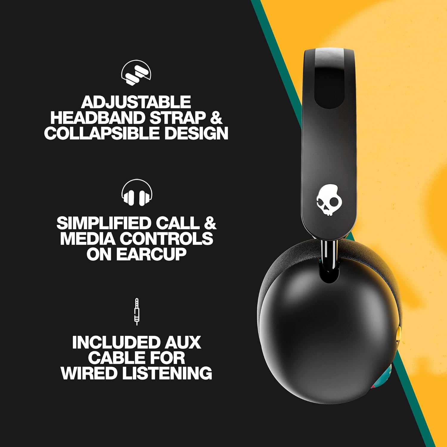 Buy Skullcandy,Skullcandy Grom Kids Wireless Over-Ear Headphones - 45-Hour Battery, Volume-Limited, Compatible with iPhone, Android & Bluetooth Devices - Black - Gadcet UK | UK | London | Scotland | Wales| Near Me | Cheap | Pay In 3 | Headphones & Headsets