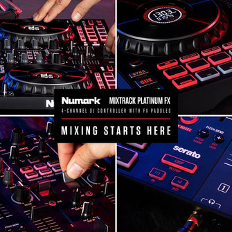 Buy Numark,Numark Mixtrack Platinum FX - 4-Deck DJ Controller with Mixer, Audio Interface, Jog Wheel Displays, and FX Paddles - Gadcet UK | UK | London | Scotland | Wales| Near Me | Cheap | Pay In 3 | DJ & VJ Equipment