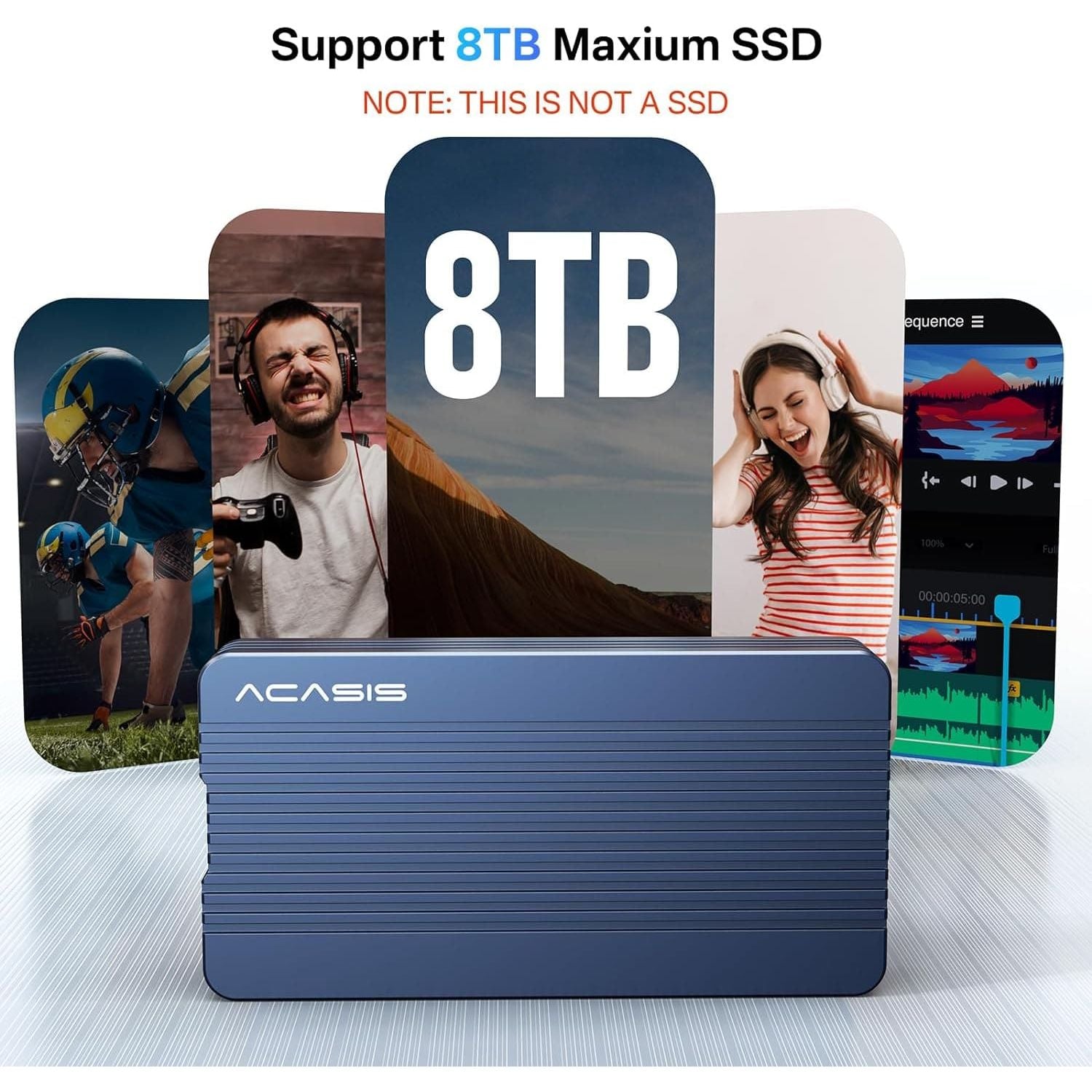 Buy ACASIS,ACASIS 40Gbps M.2 NVMe SSD Enclosure - USB-C/Thunderbolt 3/4 Compatible, Aluminum Type-C External Case, Supports 2280 M&B+M-Key, Up to 2700MB/s - Gadcet UK | UK | London | Scotland | Wales| Near Me | Cheap | Pay In 3 | External hard drives