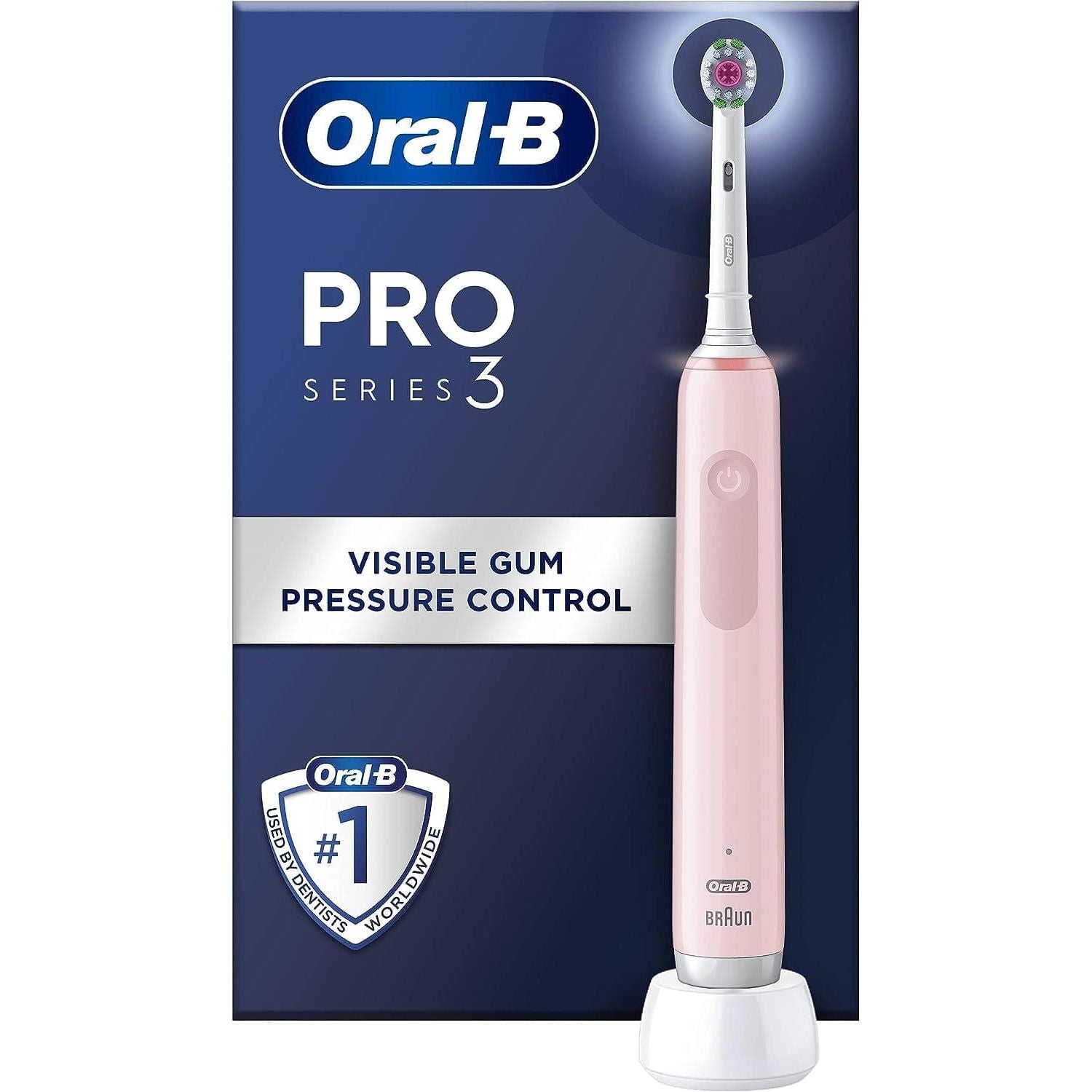 Buy Oral-B,Oral-B Pro 3 Electric Toothbrush with Smart Pressure Sensor - Pink - Gadcet.com | UK | London | Scotland | Wales| Ireland | Near Me | Cheap | Pay In 3 | Health & Beauty