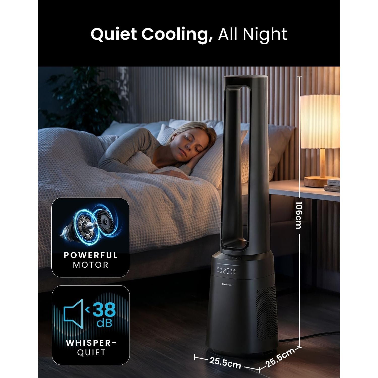 Buy Pro Breeze,Pro Breeze 41" Bladeless Tower Fan with Air Purifier Black EU – Ultra Quiet Portable Standing Fan with HEPA13 Filter, Remote Control, LED Display & 10 Speeds - Gadcet UK | UK | London | Scotland | Wales| Near Me | Cheap | Pay In 3 | Tower Fans