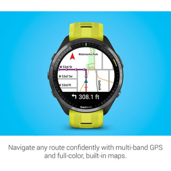 Garmin Forerunner 965 – Carbon Grey Titanium Bezel, Black Case, Amp Yellow/Black Silicone Band