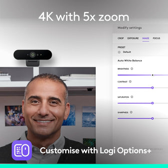 Logitech Brio 4K Webcam for Business – Windows Hello, Auto-Light Correction, Noise-Cancelling, Graphite