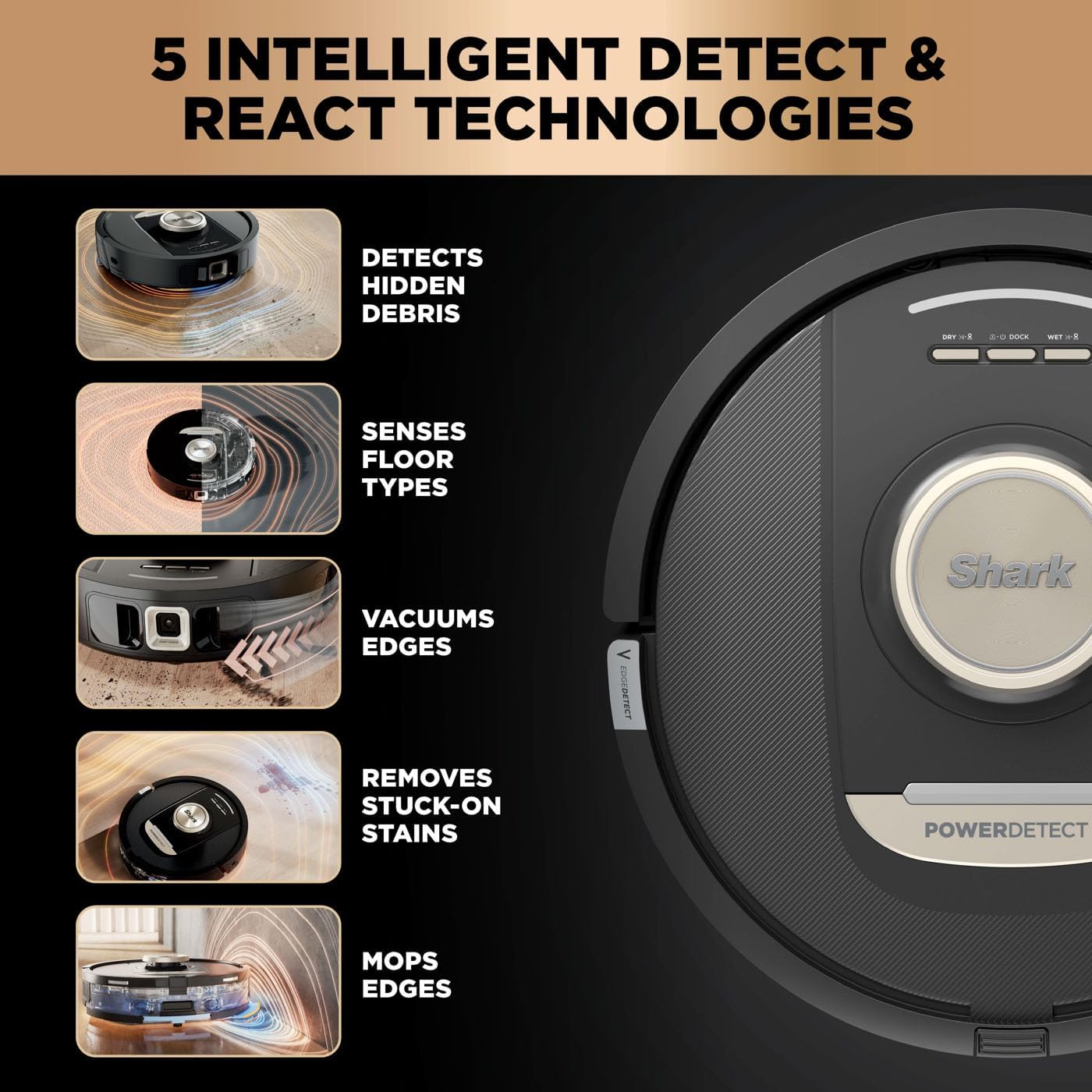 Shark PowerDetect NeverTouch Pro Robot Vacuum & Mop – 60-Day Self-Empty Base, 3D LiDAR and App Control – Black