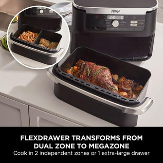 Buy Ninja,Ninja Foodi FlexDrawer Air Fryer, Dual Zone with Removable Divider, Large 10.4L Drawer, 7-in-1, Air-Fryer Uses No Oil, Air Fry, Roast, Bake, Max Crisp, Non-Stick Dishwasher Safe Parts, Black AF500UK - Gadcet UK | UK | London | Scotland | Wales| Near Me | Cheap | Pay In 3 | Air Fryers