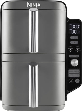 Ninja Double Stack XL Air Fryer, Vertical Dual Drawer AirFryer with 4 cooking levels, 2 Drawers and 2 Racks, Space Saving Design, 9.5L Capacity, 6 Cooking Functions, 8 Portions, Grey SL400UK - 1