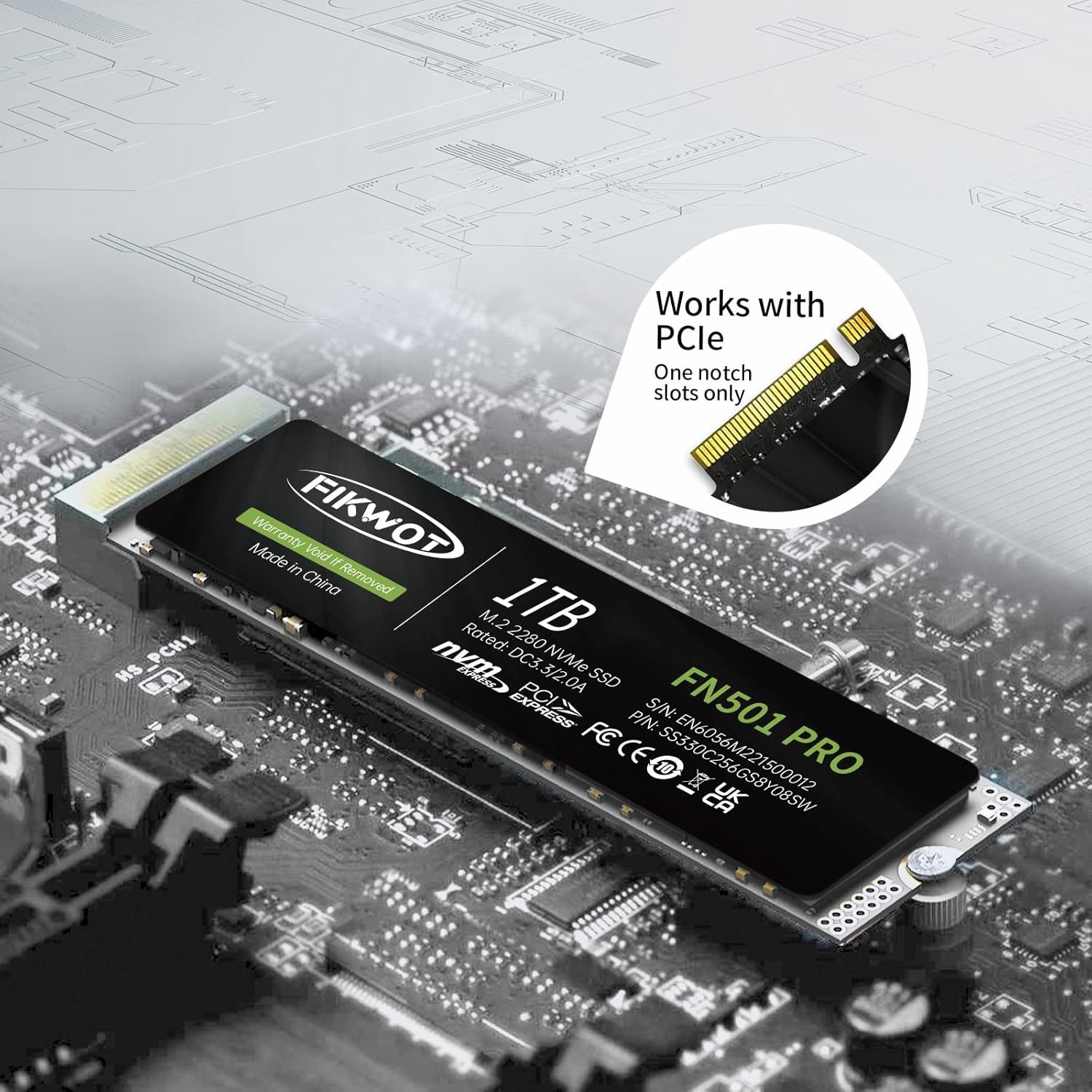 Buy Fikwot,Fikwot FN501 Pro NVMe SSD 1TB M.2 2280, PCIe Gen3 x4, Up to 3500MB/s, 3D TLC NAND, SLC Cache - Compatible with Laptops & Desktops - Gadcet UK | UK | London | Scotland | Wales| Near Me | Cheap | Pay In 3 | Hard Drives