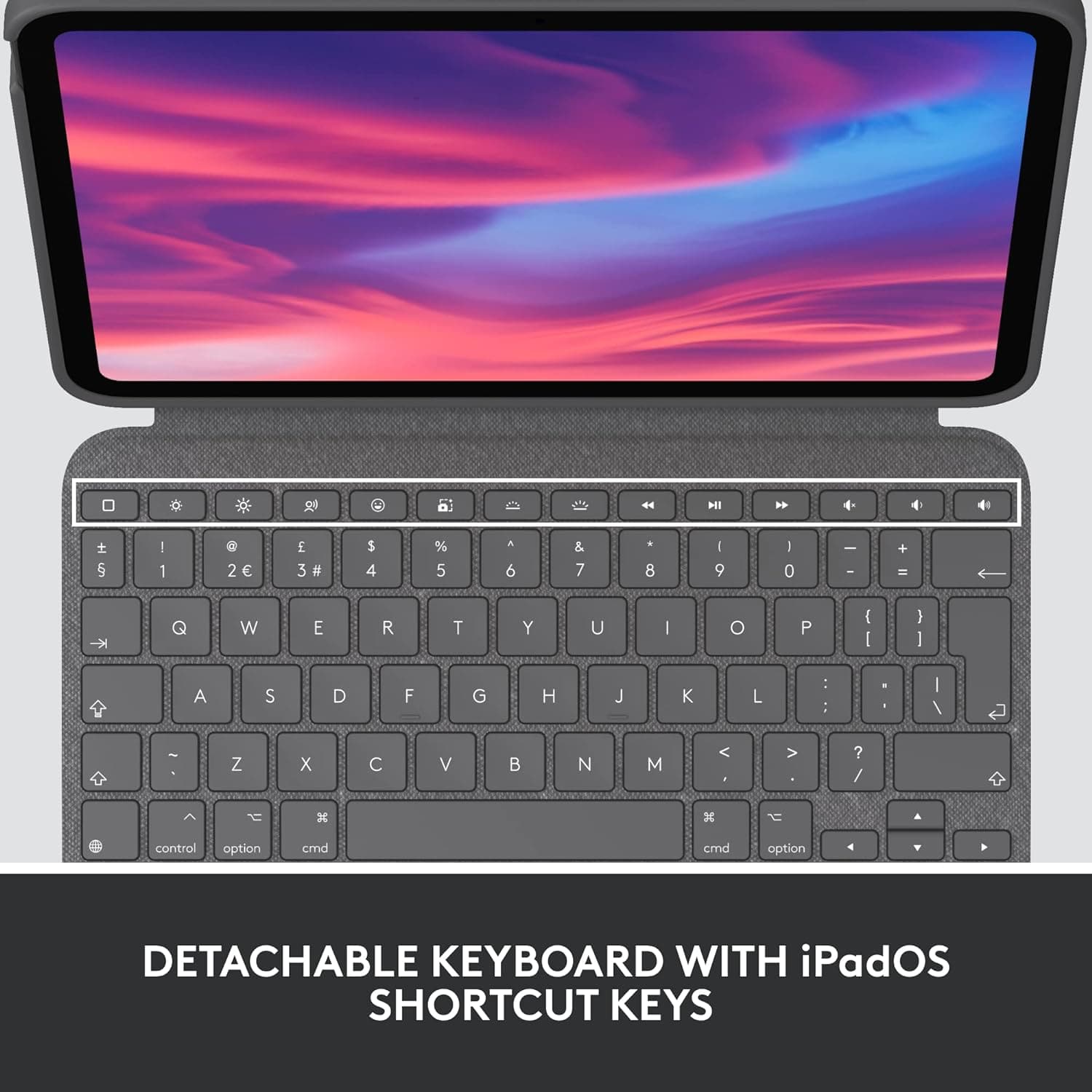 Logitech Combo Touch Detachable Keyboard Case for iPad (10th gen) with Large Precision Trackpad, Full-Size Backlit Keyboard, and Smart Connector Technology, UK Layout - Grey - 3