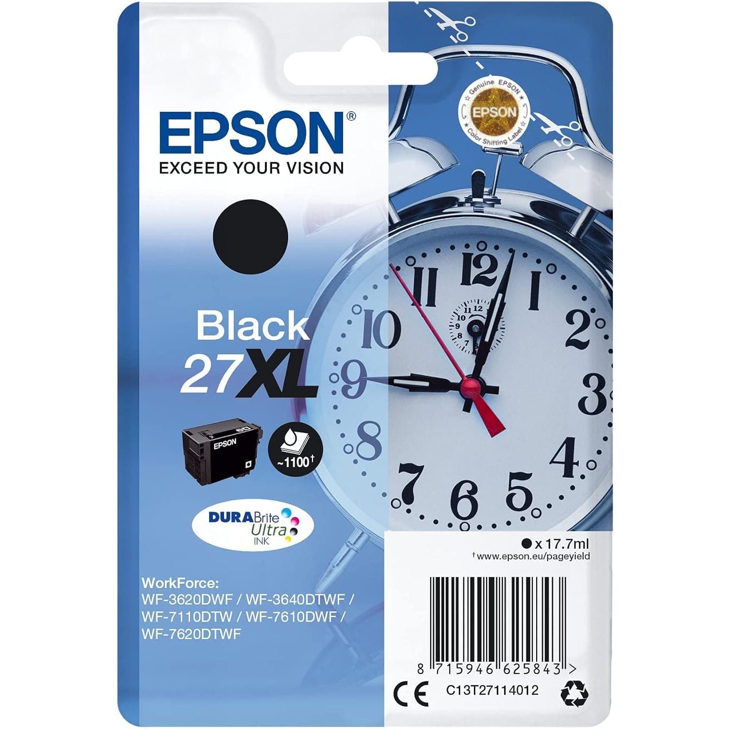 Buy Epson,Epson 27XL Black Alarm Clock High Yield Genuine, DuraBrite Ultra Ink Cartridge - Gadcet UK | UK | London | Scotland | Wales| Near Me | Cheap | Pay In 3 | Toner & Inkjet Cartridges