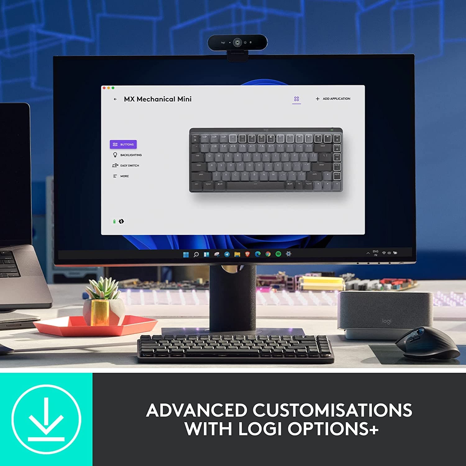 Buy Logitech,Logitech MX Mechanical Mini Wireless Illuminated Keyboard, Tactile Quiet Switches, Backlit, Bluetooth, USB-C, macOS, Windows, Linux, iOS, Android, Metal, QWERTY UK English Layout - Grey - Gadcet.com | UK | London | Scotland | Wales| Ireland | Near Me | Cheap | Pay In 3 | Keyboards