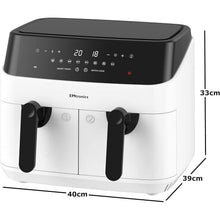 Buy EMtronics,EMtronics WH Dual Air Fryer Extra Large Family Size Double XL 9 Litre - White - Gadcet UK | UK | London | Scotland | Wales| Near Me | Cheap | Pay In 3 | Kitchen & Home Appliances