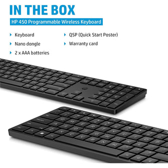 HP 450 Programmable Wireless Keyboard with 20+ Programmable Keys, Adjustable Incline, 20+ month Battery Life, made from 60% Recycled Materials
