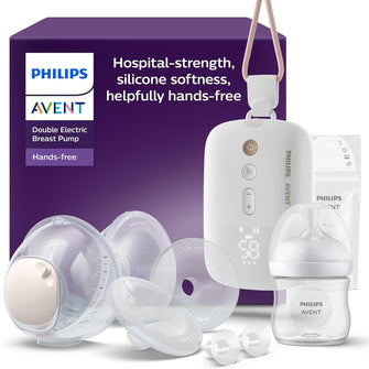 Philips Avent Hands-Free Double Electric Breast Pump – Model SCF547/11, Hospital-Strength, Mimics Natural Drinking Rhythm, 2 Collection Cups, 4 Breast Shields