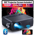 Buy ClokoWe,ClokoWe Mini Projector 1080P Full HD, 5G WiFi Bluetooth 12000L Portable Projector 4K Supported with 100“ Screen, Home & Outdoor 300" LED Movie Video Projector for TV Stick, Android, iOS - Gadcet.com | UK | London | Scotland | Wales| Ireland | Near Me | Cheap | Pay In 3 | Projectors