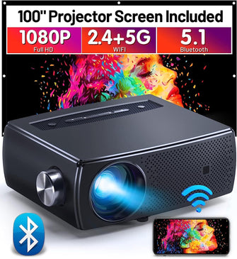 Buy ClokoWe,ClokoWe Mini Projector 1080P Full HD, 5G WiFi Bluetooth 12000L Portable Projector 4K Supported with 100“ Screen, Home & Outdoor 300" LED Movie Video Projector for TV Stick, Android, iOS - Gadcet.com | UK | London | Scotland | Wales| Ireland | Near Me | Cheap | Pay In 3 | Projectors