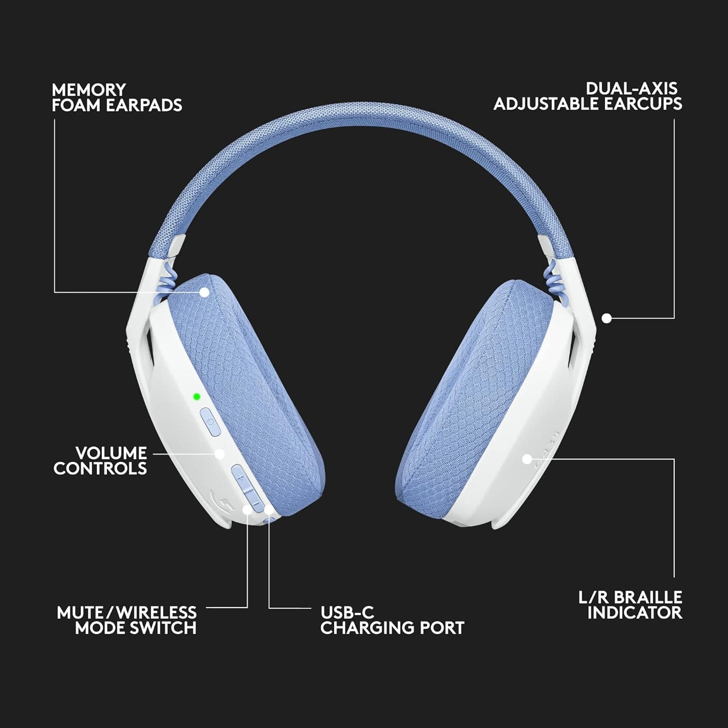 Buy Logitech,Logitech G435 LIGHTSPEED & Bluetooth Wireless Gaming Headset - Ultra Lightweight 165g over-ear headphones, built-in mics, 18h battery, compatible with Dolby Atmos, PC, PS4, PS5, Mobile - White - Gadcet UK | UK | London | Scotland | Wales| Near Me | Cheap | Pay In 3 | Headphones & Headsets