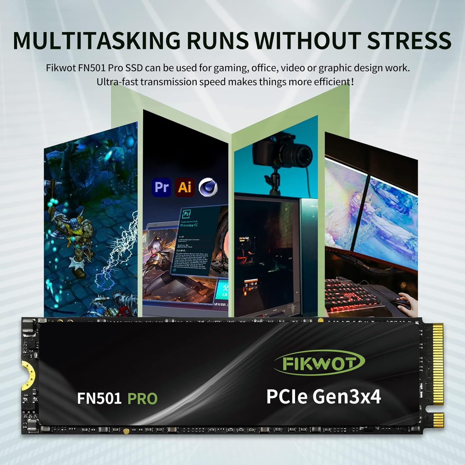 Buy Fikwot,Fikwot FN501 Pro NVMe SSD 1TB M.2 2280, PCIe Gen3 x4, Up to 3500MB/s, 3D TLC NAND, SLC Cache - Compatible with Laptops & Desktops - Gadcet UK | UK | London | Scotland | Wales| Near Me | Cheap | Pay In 3 | Hard Drives